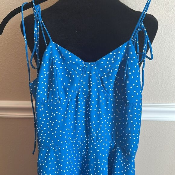 Blue Polka Dot Spaghetti Strap Dress XS - Picture 2 of 6